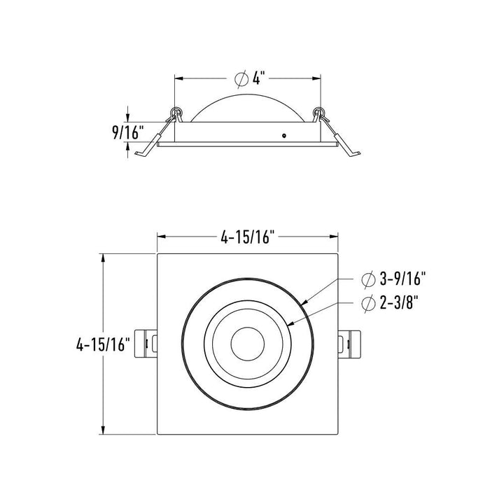 Pivot - LED 4" Flat Square Gimbal Recessed