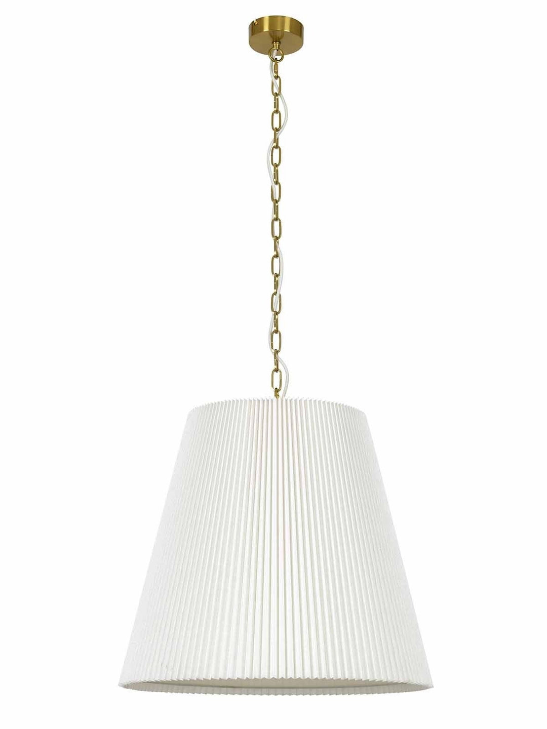 Amici Pendant in Aged Brass with Pleated White Linen Shade by Beacon Lighting