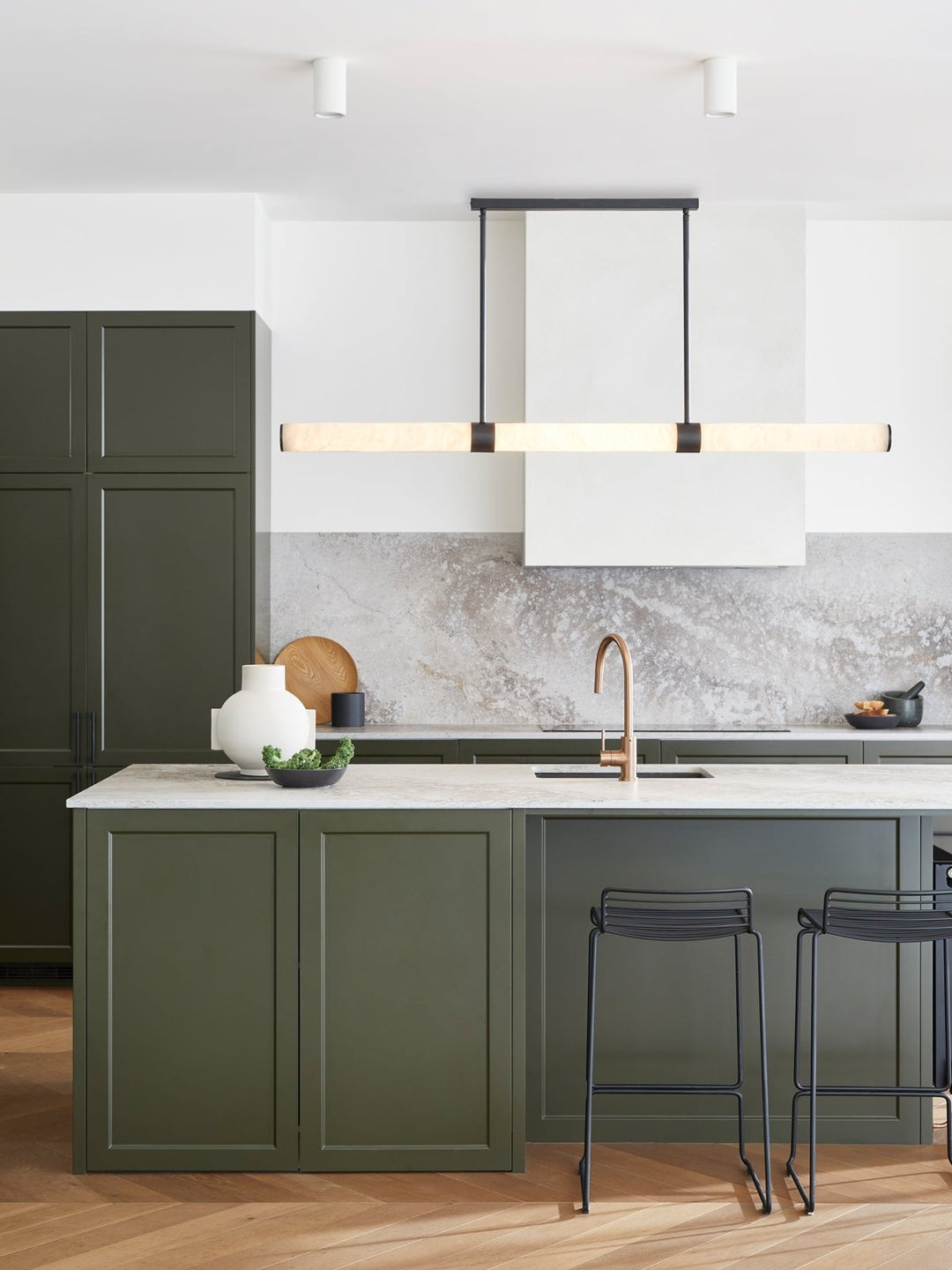 Luella Alabaster Linear Pendant with Colour-Adjustable LED by Beacon Lighting - view 3