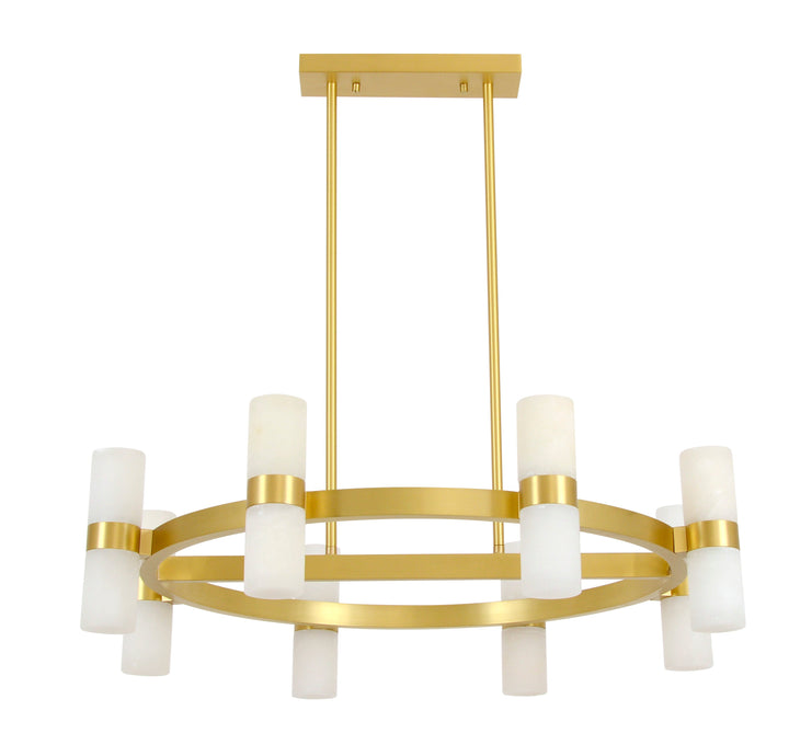 Luella 16-Light Alabaster Chandelier in Satin Brass with Alabaster Shades by Beacon Lighting