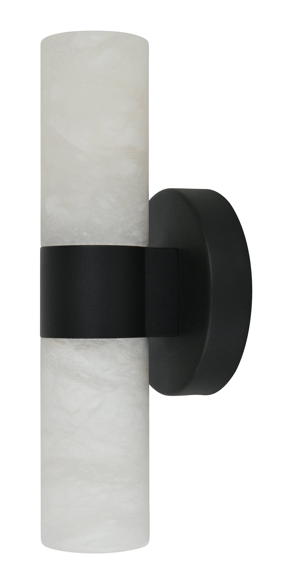 Luella 2-Light Alabaster Wall Sconce in Black with Alabaster Shades by Beacon Lighting