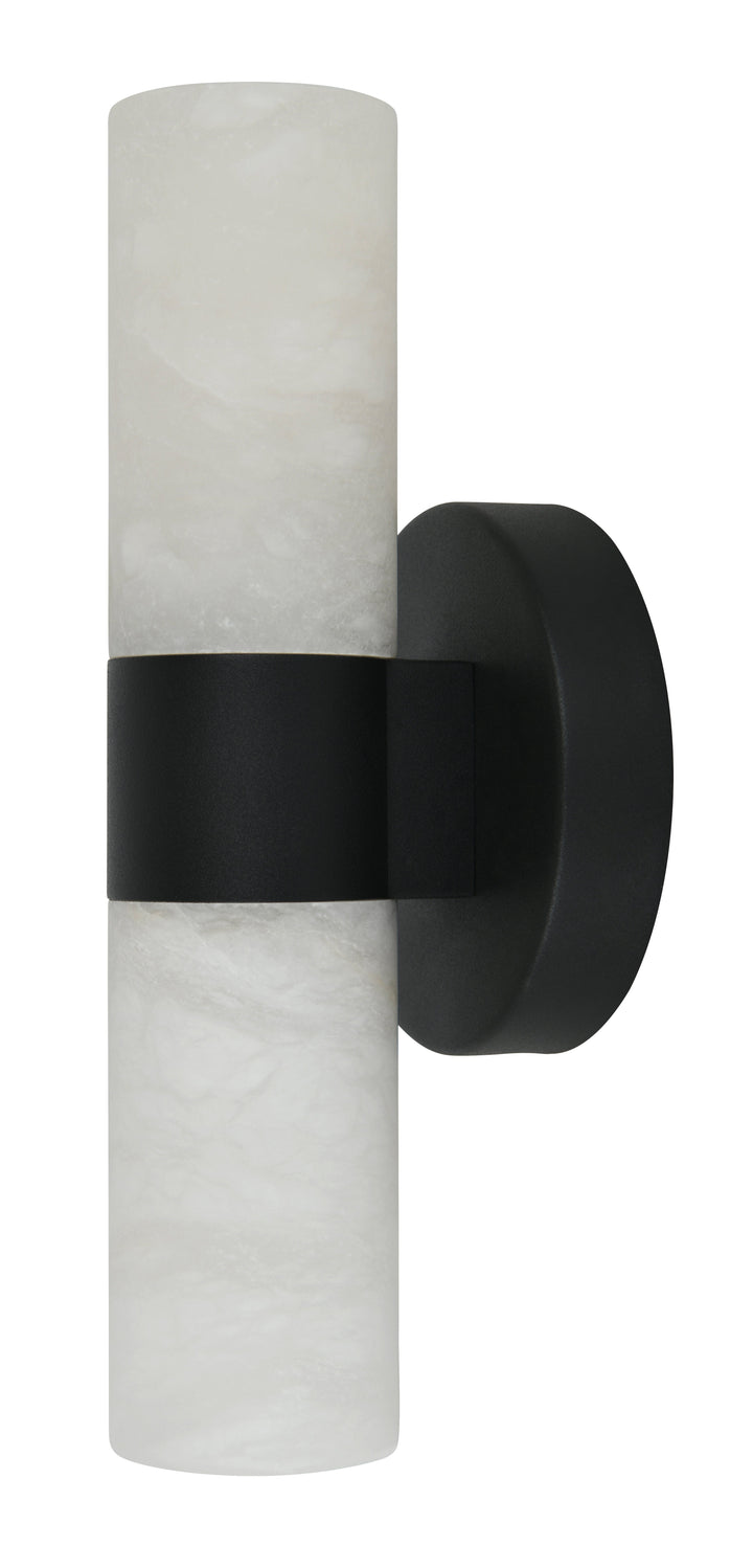Luella 2-Light Alabaster Wall Sconce in Black with Alabaster Shades by Beacon Lighting
