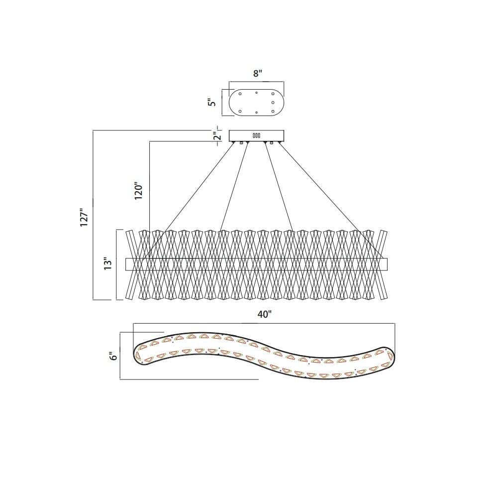 LED Chrome with Crystal Linear Chandelier - LV LIGHTING