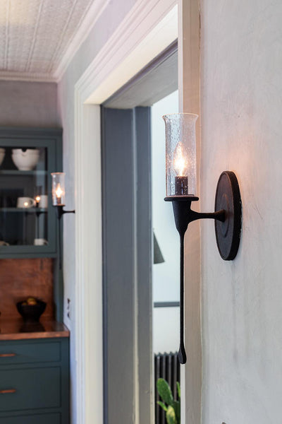 Steel with Clear Seedy Glass Shade Wall Sconce - LV LIGHTING