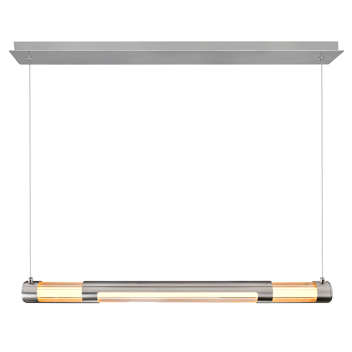 LED Steel Frame with Cylindrical Ribbed Glass Shade Linear Chandelier