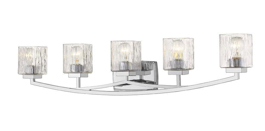 Steel with Boxy Chiseled Glass Shade Vanity Light - LV LIGHTING