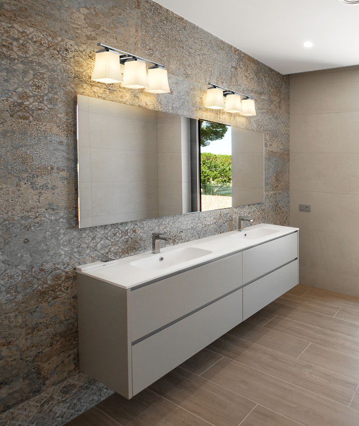 Steel Frame with Etched Opal Glass Shade Vanity Light