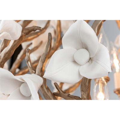 Enchanted Silver Leaf Branch Frame with Porcelaine Flower Shade Wall Sconce - LV LIGHTING