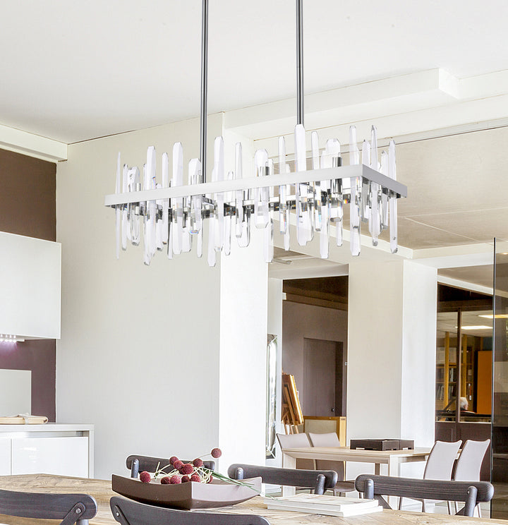 Steel Rectangular Frame with Clear Crystal Linear Chandelier by Elegant - view 10