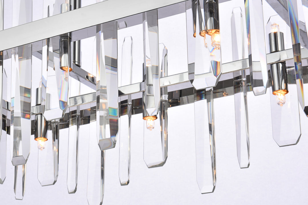 Steel Rectangular Frame with Clear Crystal Linear Chandelier by Elegant - view 11