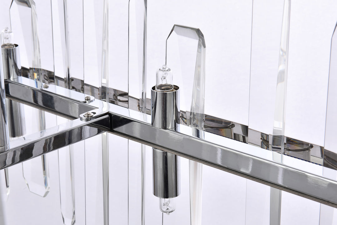 Steel Rectangular Frame with Clear Crystal Linear Chandelier by Elegant - view 13
