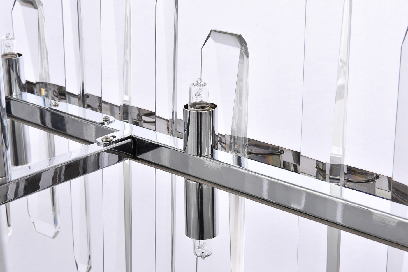 Steel Rectangular Frame with Clear Crystal Linear Chandelier