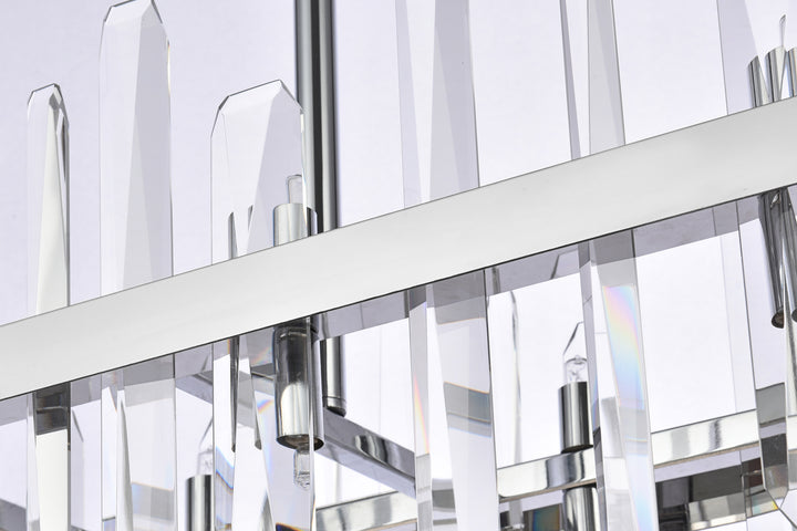 Steel Rectangular Frame with Clear Crystal Linear Chandelier by Elegant - view 12