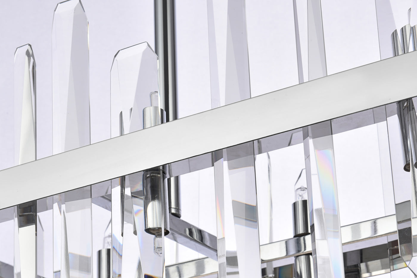 Steel Rectangular Frame with Clear Crystal Linear Chandelier