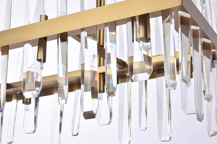 Steel Rectangular Frame with Clear Crystal Linear Chandelier by Elegant - view 14
