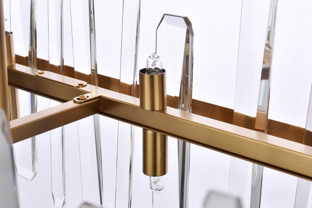 Steel Rectangular Frame with Clear Crystal Linear Chandelier by Elegant - view 16