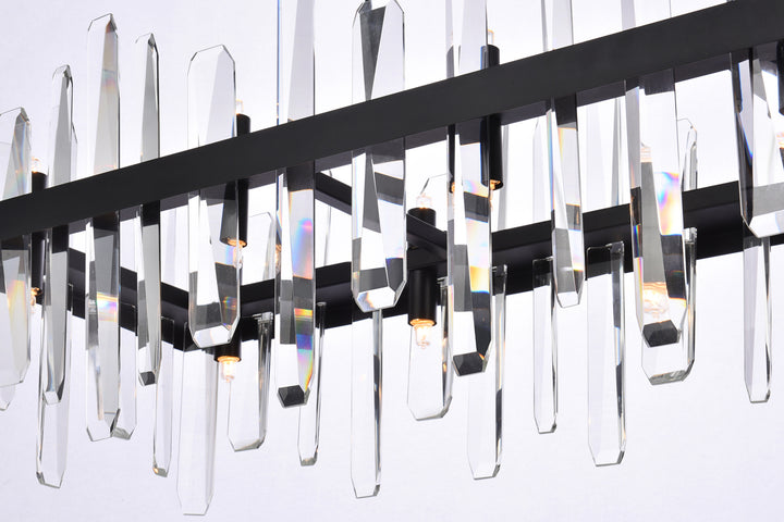 Steel Rectangular Frame with Clear Crystal Linear Chandelier by Elegant - view 17