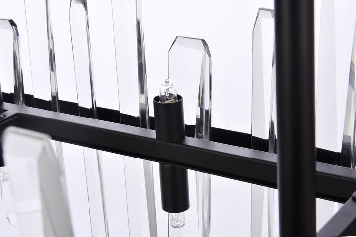 Steel Rectangular Frame with Clear Crystal Linear Chandelier by Elegant - view 18