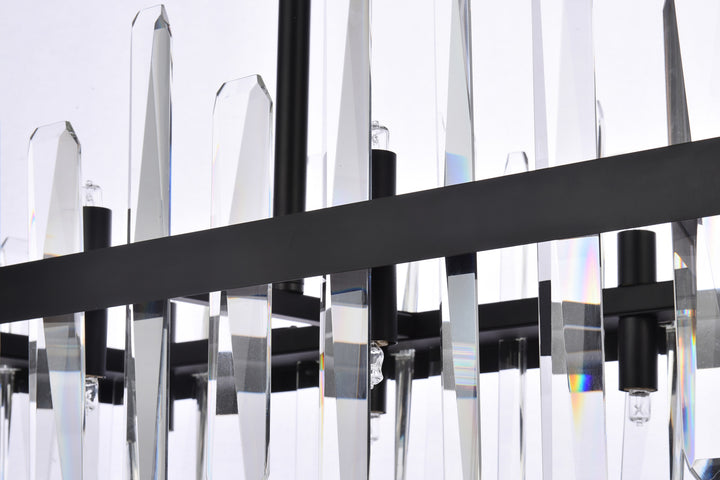 Steel Rectangular Frame with Clear Crystal Linear Chandelier by Elegant - view 19