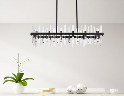 Steel Rectangular Frame with Clear Crystal Linear Chandelier