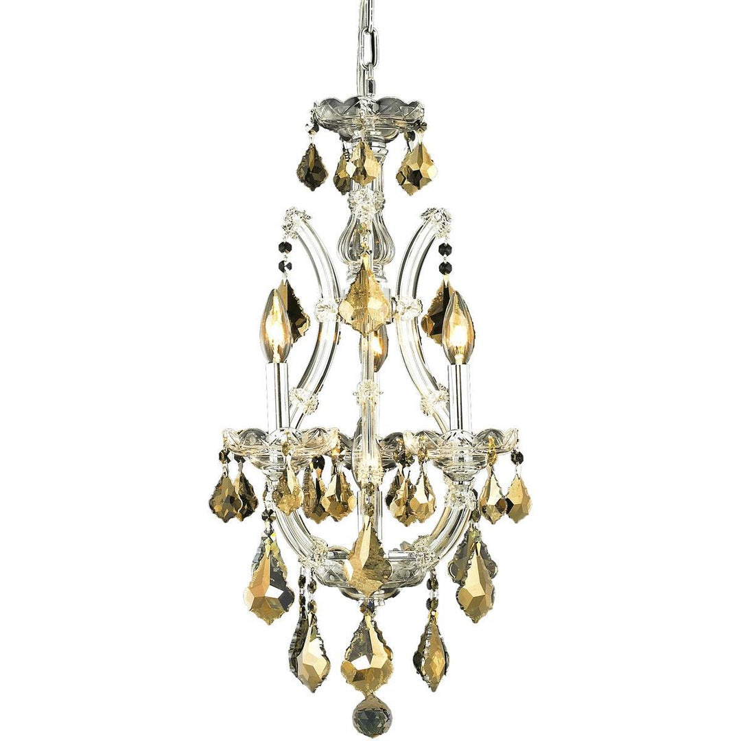Steel with Clear Crystal Drop and Strand Pendant - LV LIGHTING