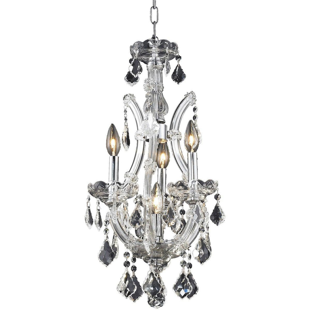 Steel with Clear Crystal Drop and Strand Pendant - LV LIGHTING
