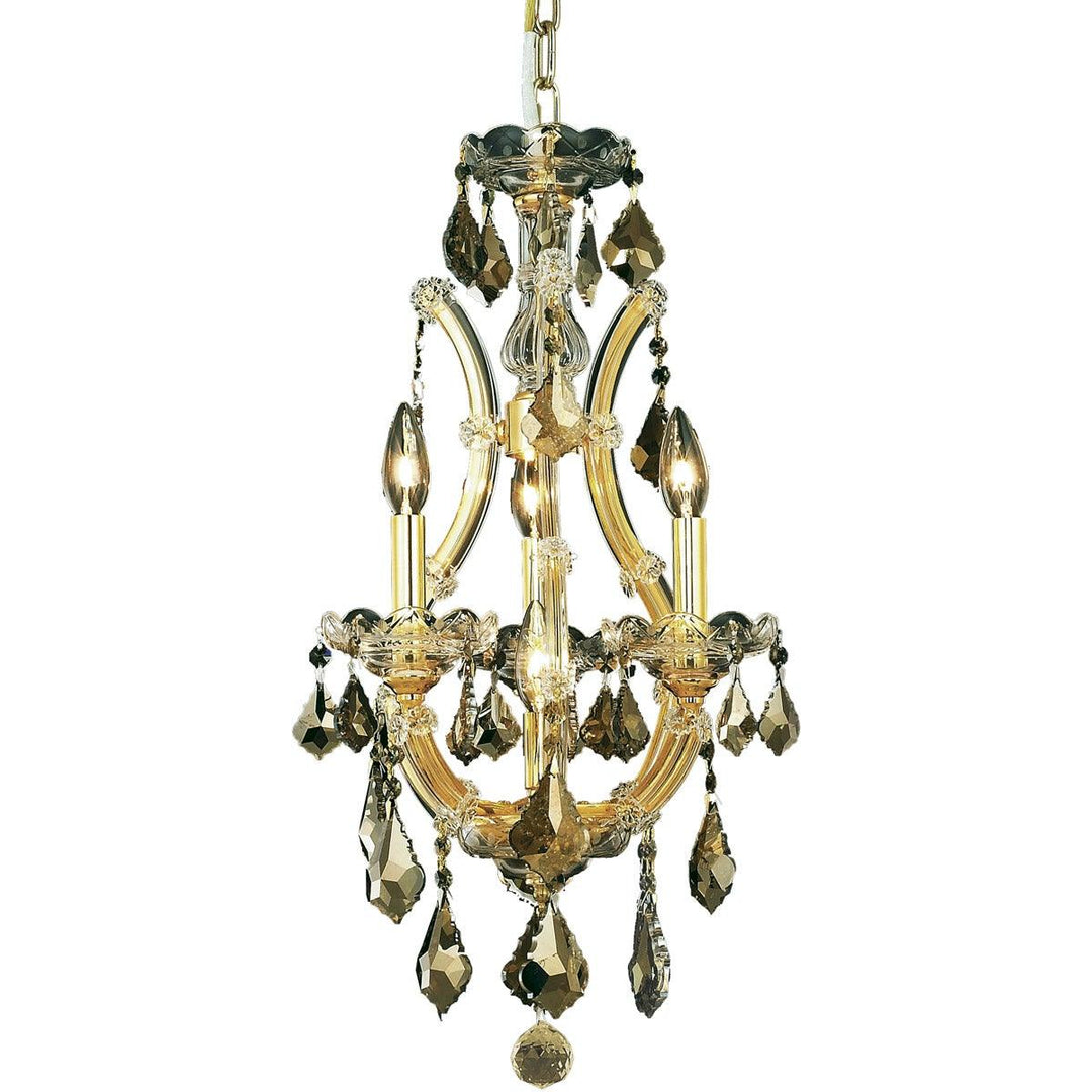 Steel with Clear Crystal Drop and Strand Pendant - LV LIGHTING