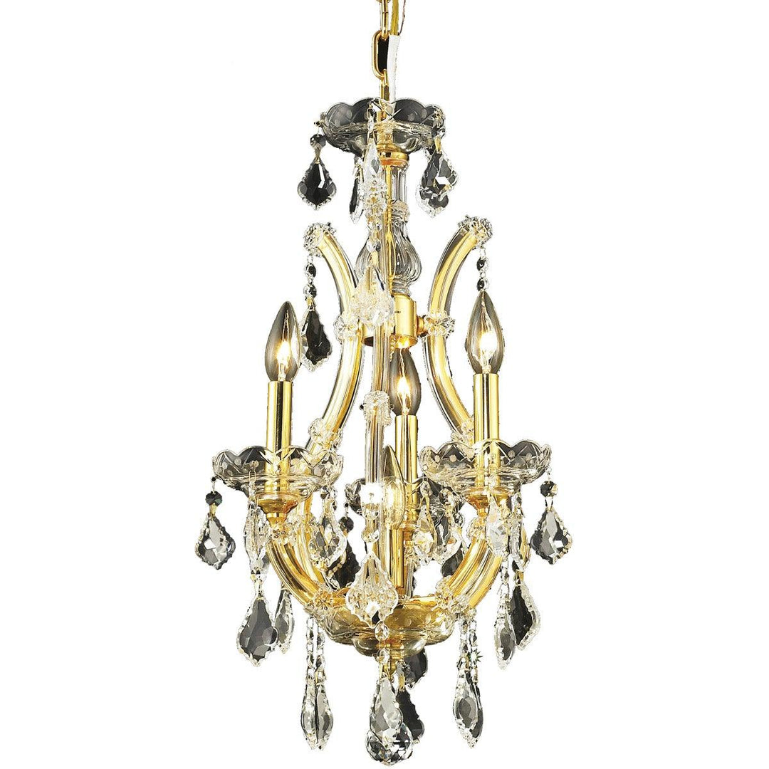 Steel with Clear Crystal Drop and Strand Pendant - LV LIGHTING