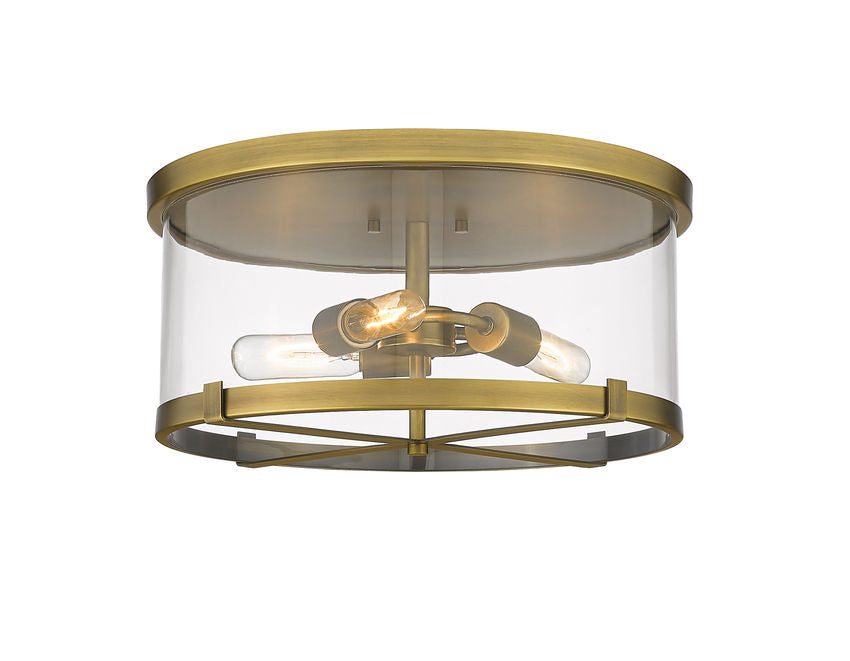 Steel with Clear Glass Shade Round Flush Mount