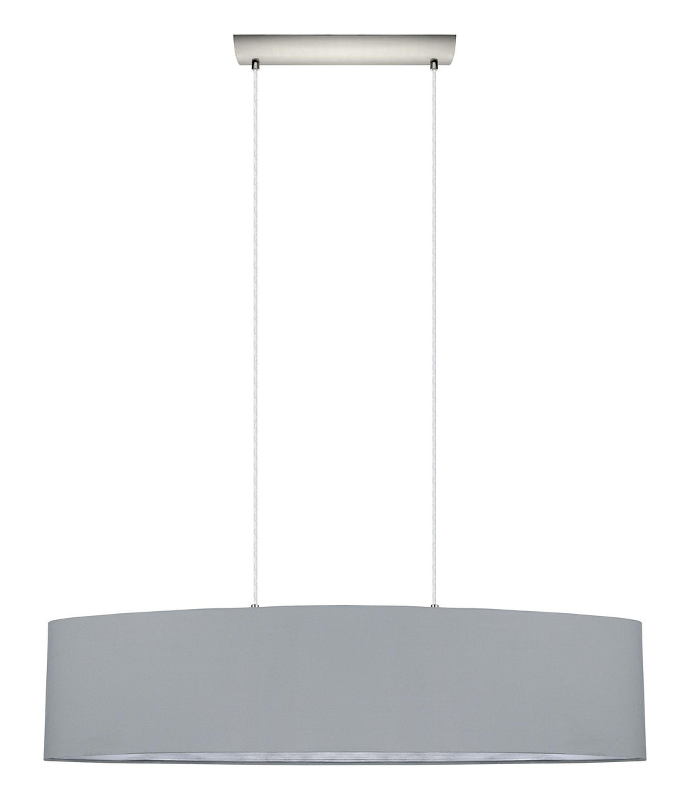 Satin Nickel with Brown Fabric Shade Pendant - LV LIGHTING