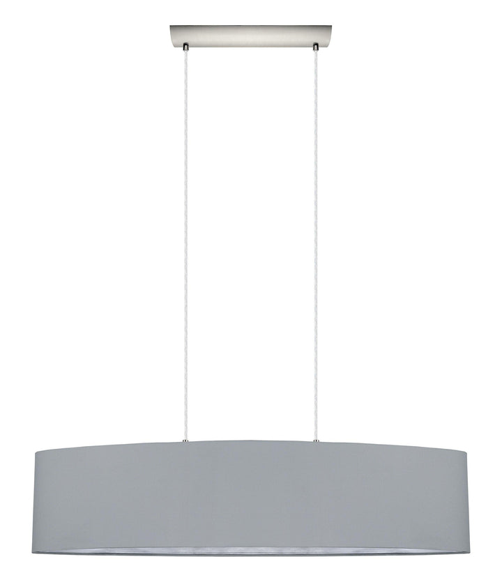 Satin Nickel with Brown Fabric Shade Pendant - LV LIGHTING