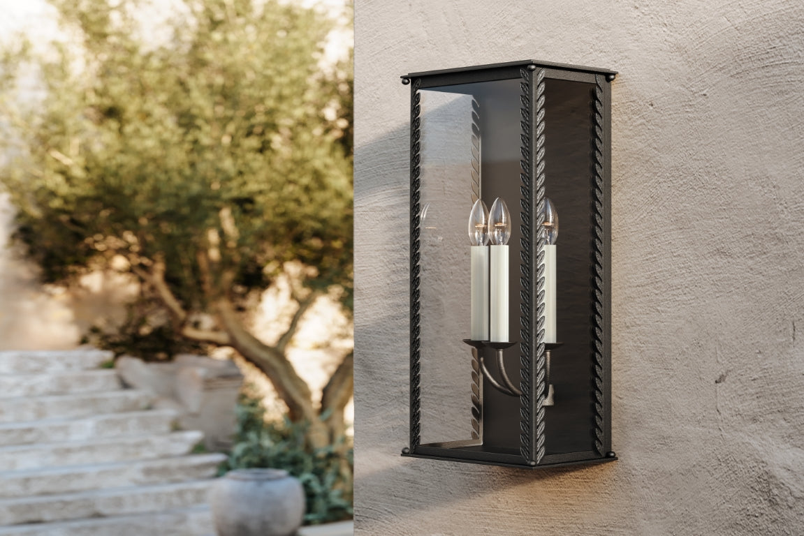 Steel Frame with Clear Glass Shade Outdoor Wall Sconce