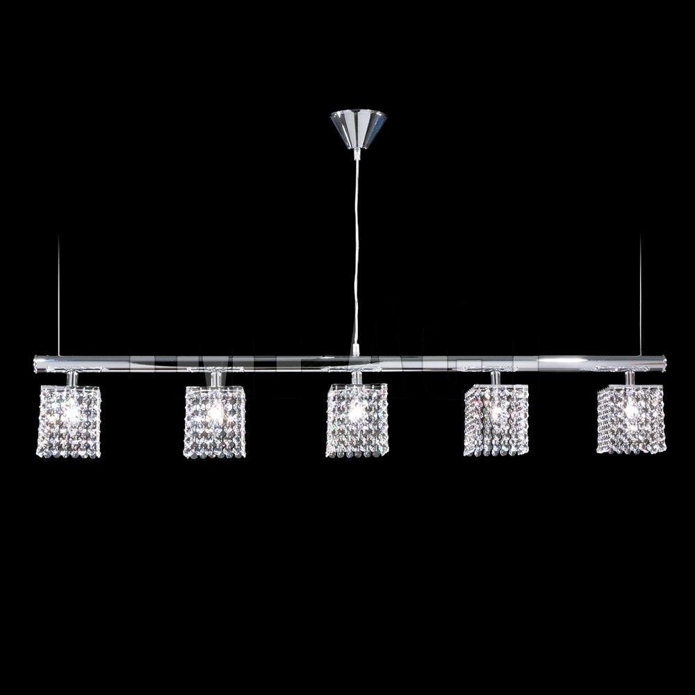 Chrome with Crystal Strand Square Shade Linear Pendant - LV LIGHTING