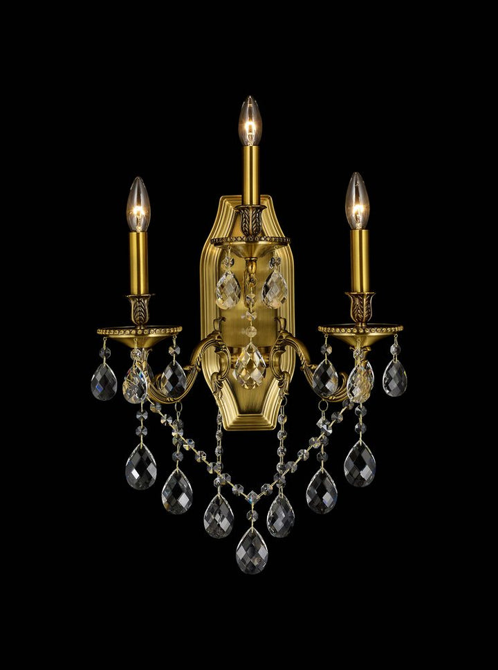 Steel Frame with Crystal Drop and Strand Wall Sconce