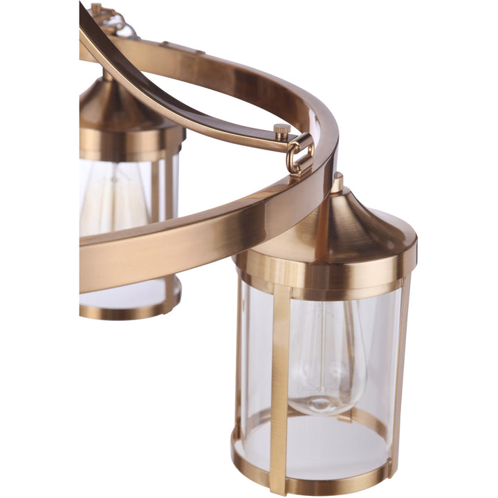 Steel Frame with Cylindrical Clear Glass Shade Chandelier