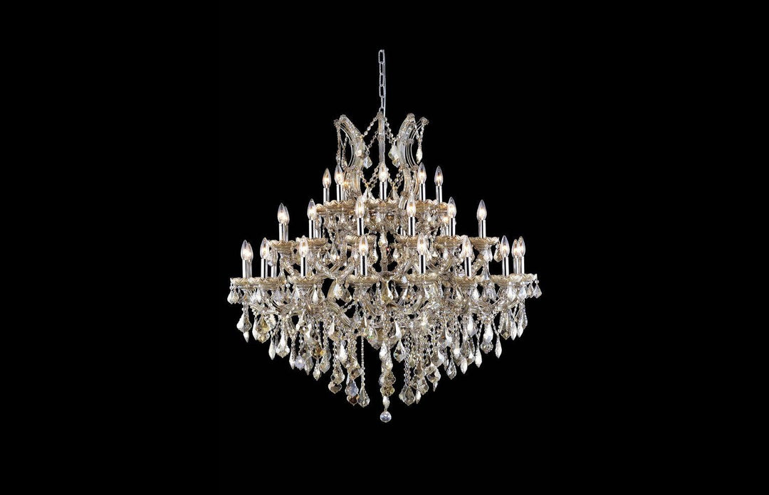 Steel with Clear Crystal Drop and Strand Chandelier - LV LIGHTING