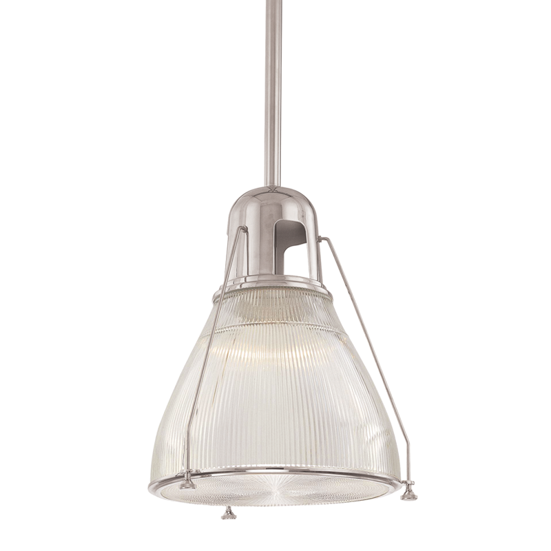 Steel with Clear Prismatic Glass Shade Pendant