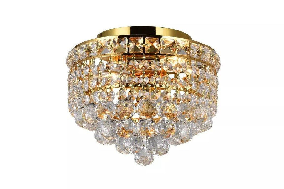 Steel with Crystal Drop and Strand Round Flush Mount - LV LIGHTING