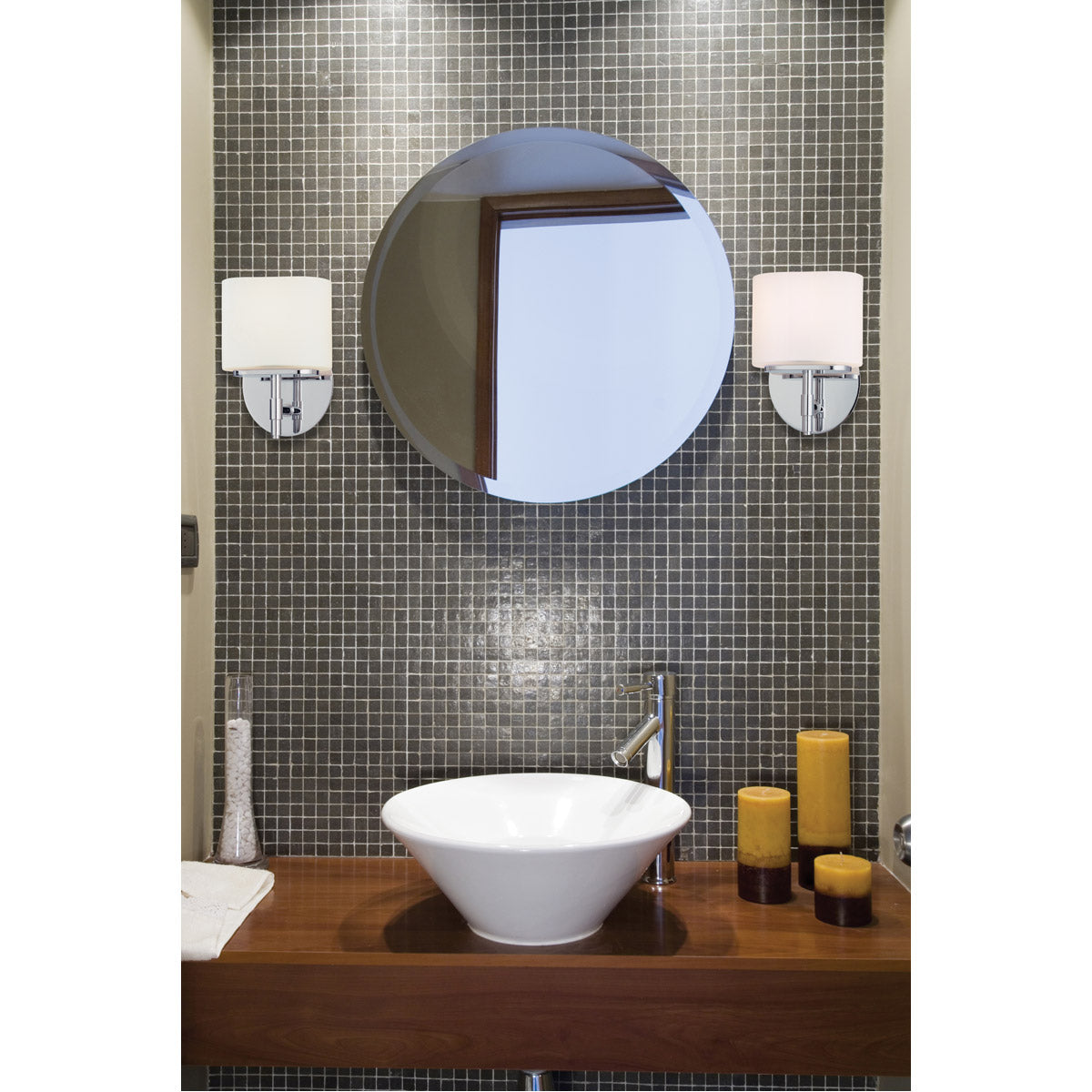Steel Frame with Opal Matte Glass Shade Wall Sconce