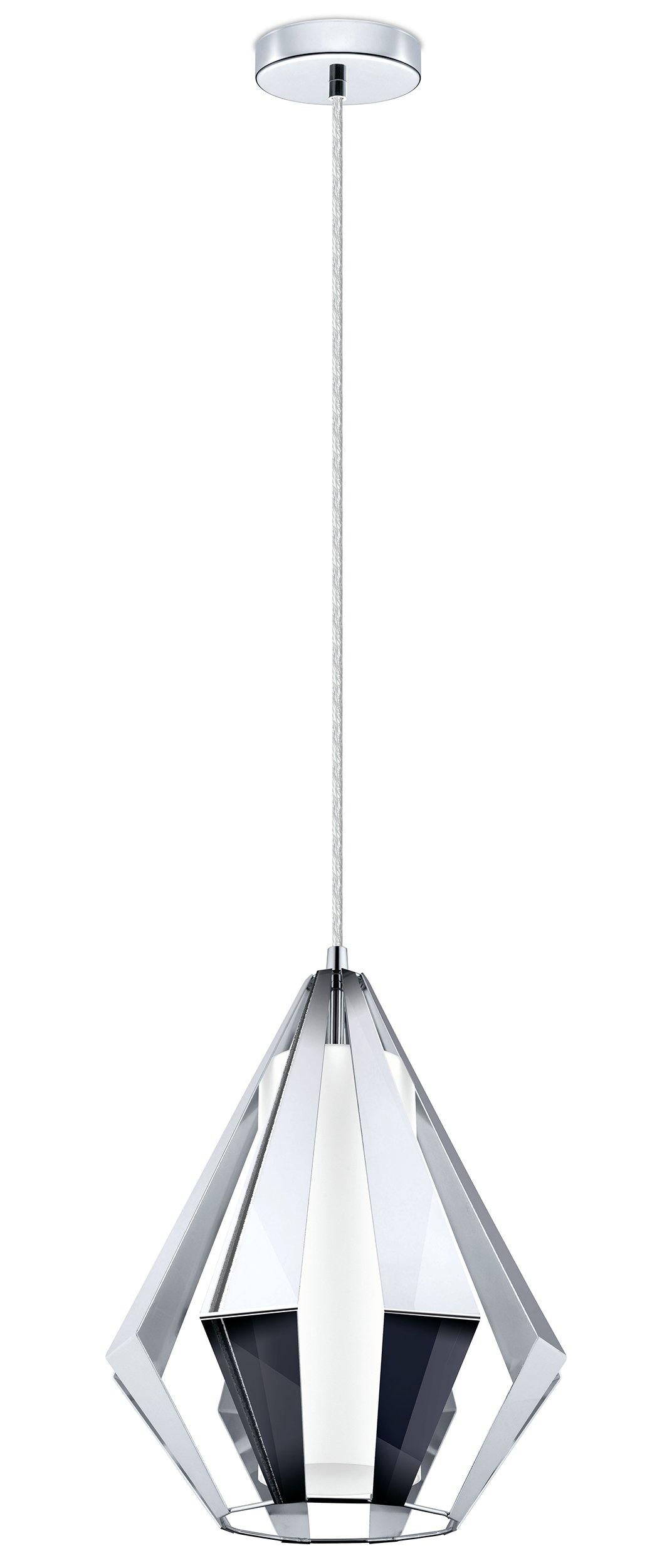 Chrome with Satin Glass Shade Single Light Pendant - LV LIGHTING