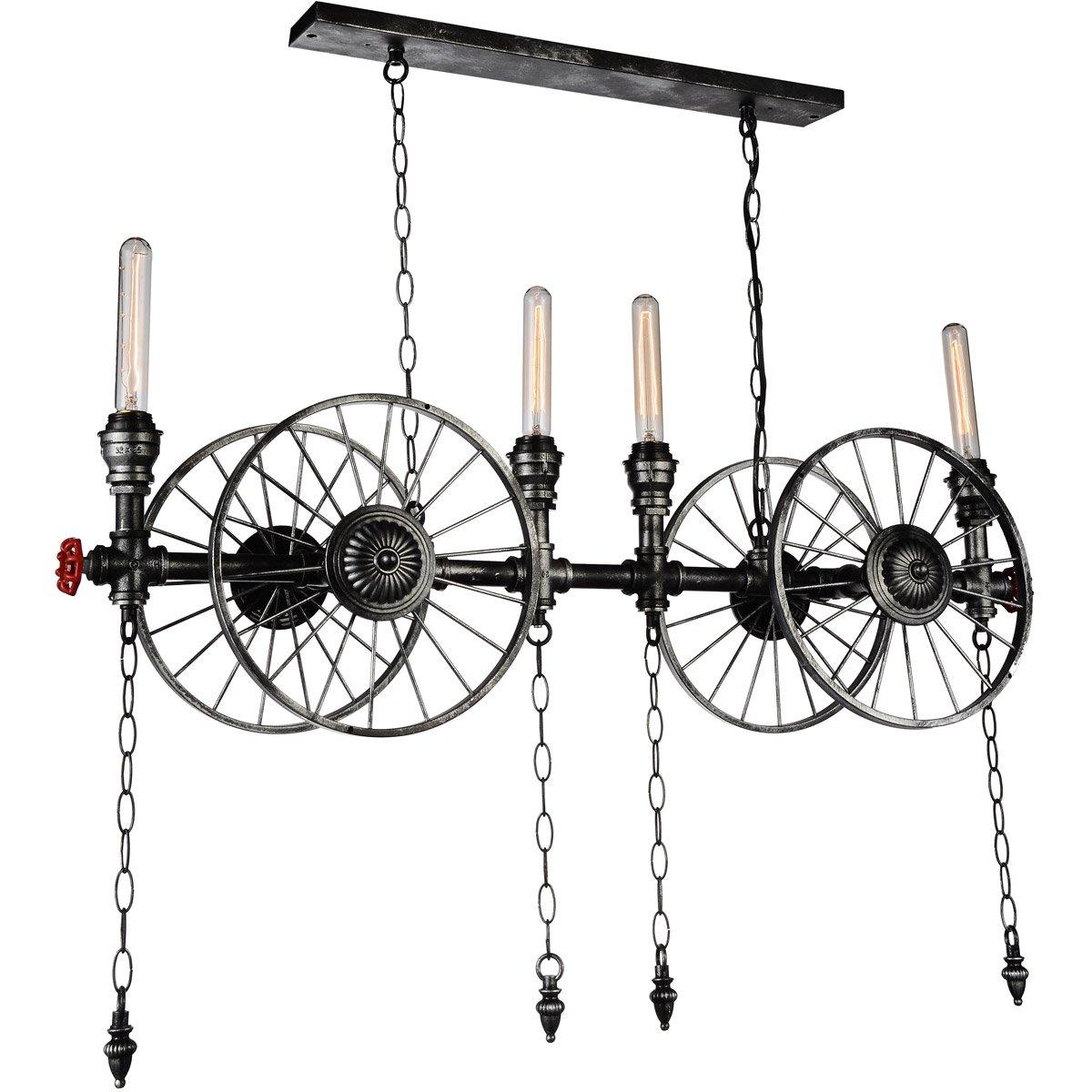Gray with Wheels and Chain Linear Pendant - LV LIGHTING