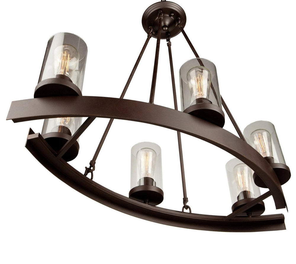 Oil Rubbed Bronze with Cylindrical Clear Glass Shade Oval Chandelier - LV LIGHTING