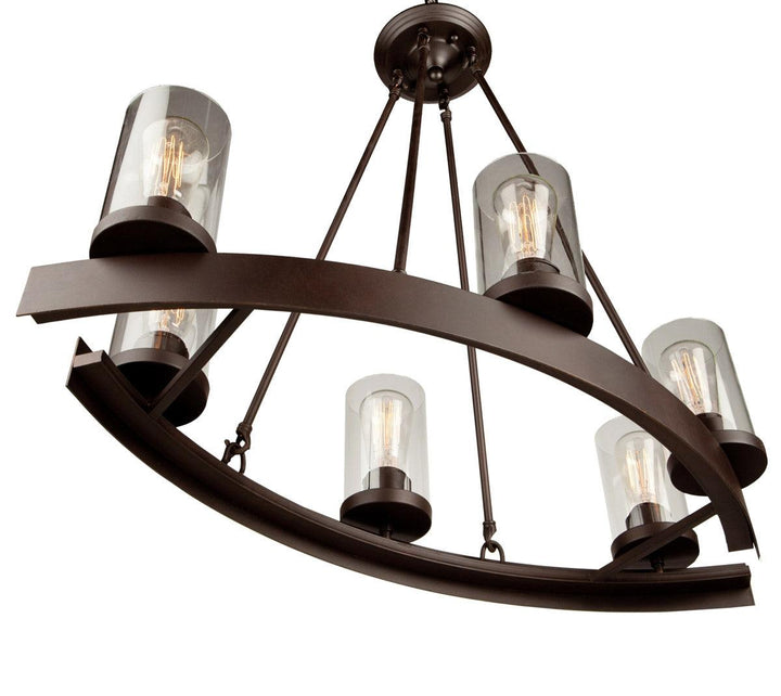 Oil Rubbed Bronze with Cylindrical Clear Glass Shade Oval Chandelier - LV LIGHTING