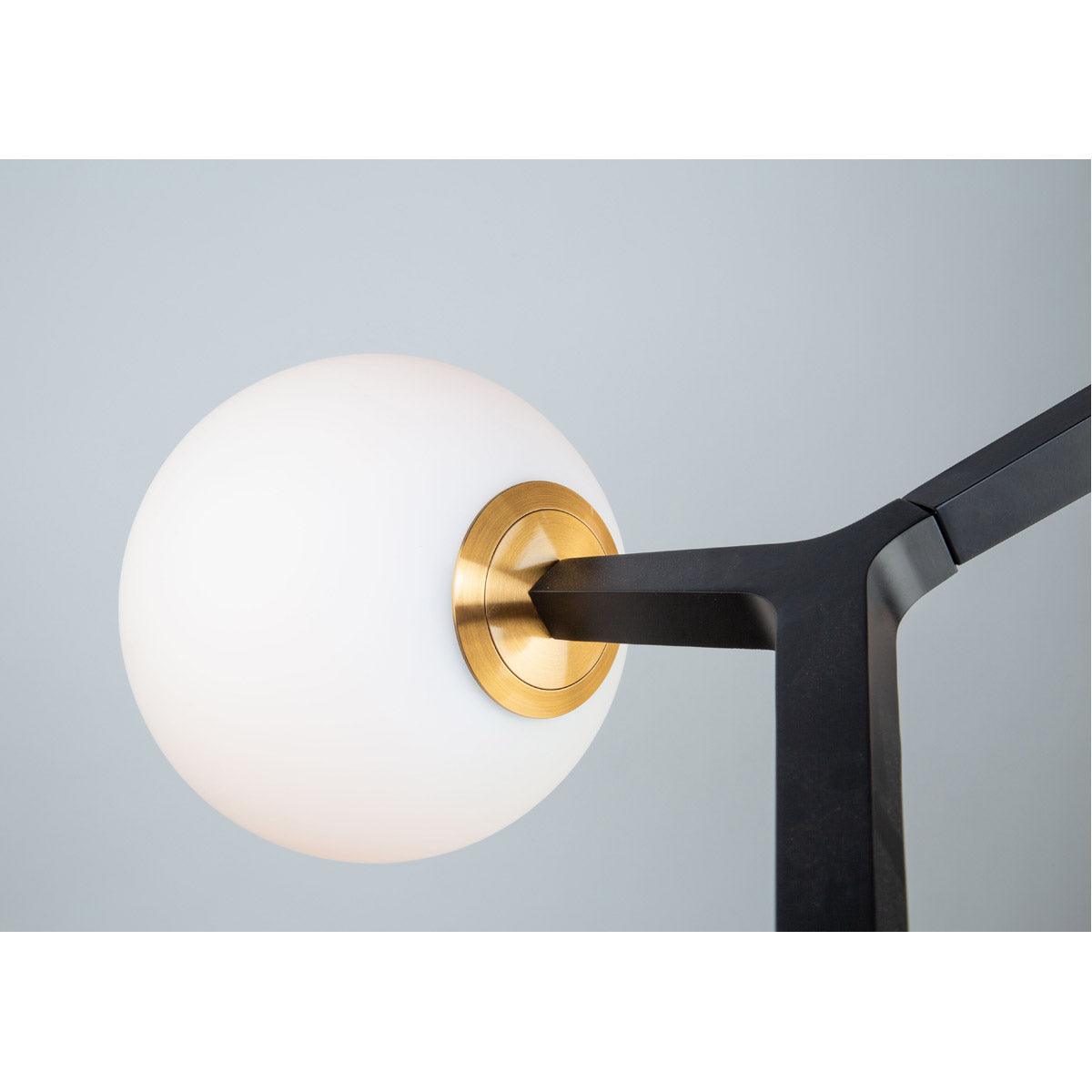 Black and Harvest Brass with Opal White Glass Globe Chandelier - LV LIGHTING