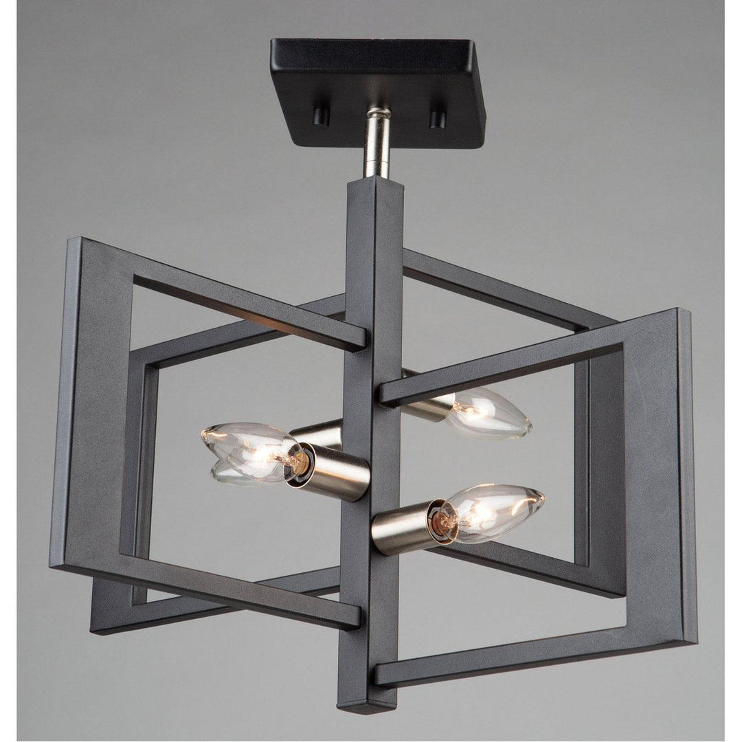 Brushed Nickel with Black Rectangular Frame Flush Mount - LV LIGHTING