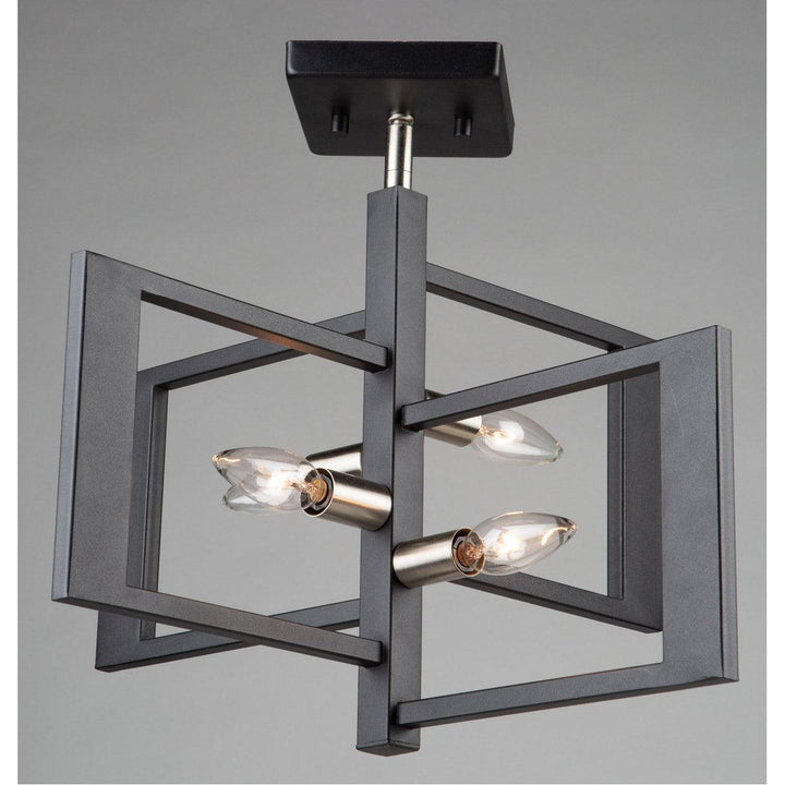 Brushed Nickel with Black Rectangular Frame Flush Mount - LV LIGHTING