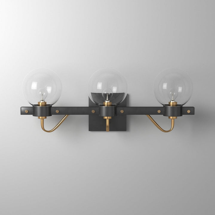 Matte Black and Harvest Brass with Glass Globe Vanity Light - LV LIGHTING