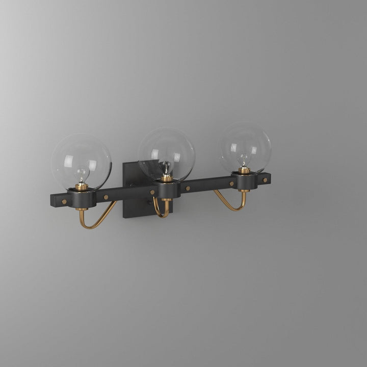Matte Black and Harvest Brass with Glass Globe Vanity Light - LV LIGHTING