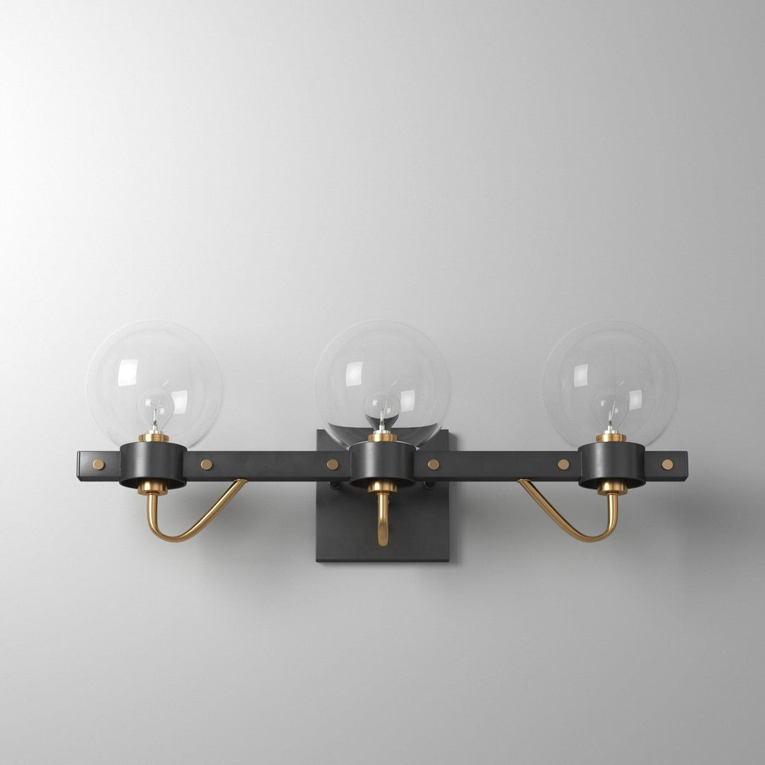 Matte Black and Harvest Brass with Glass Globe Vanity Light - LV LIGHTING
