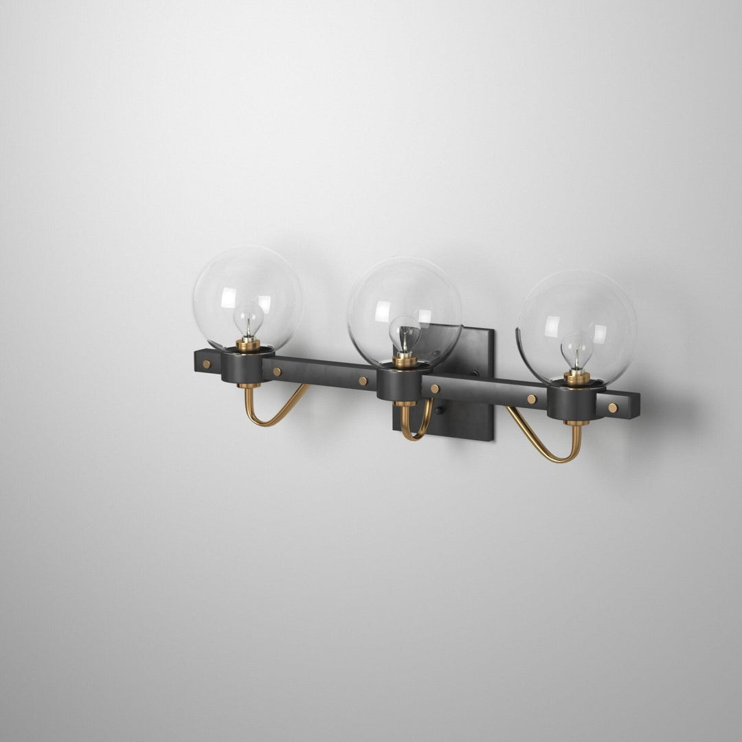 Matte Black and Harvest Brass with Glass Globe Vanity Light - LV LIGHTING
